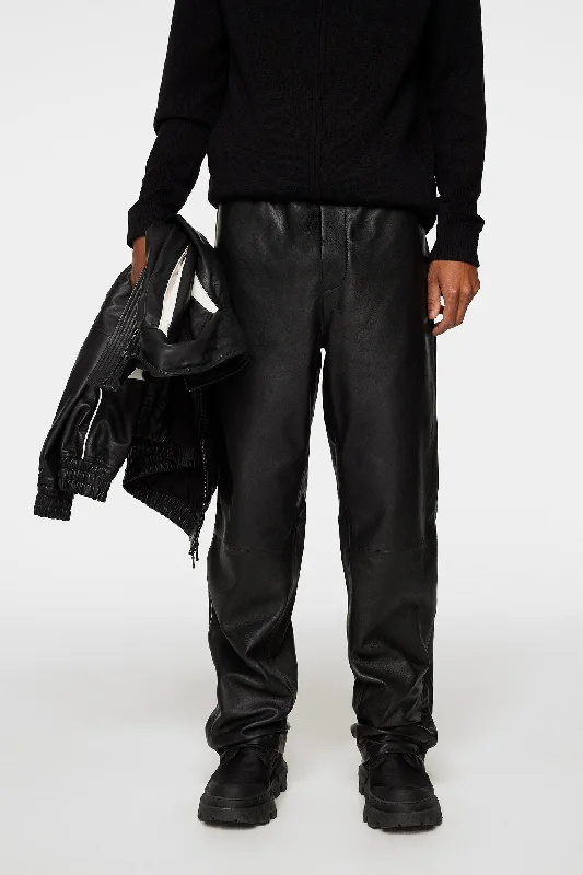 Men’s torn slim trousers-Santo Leather Track Pants