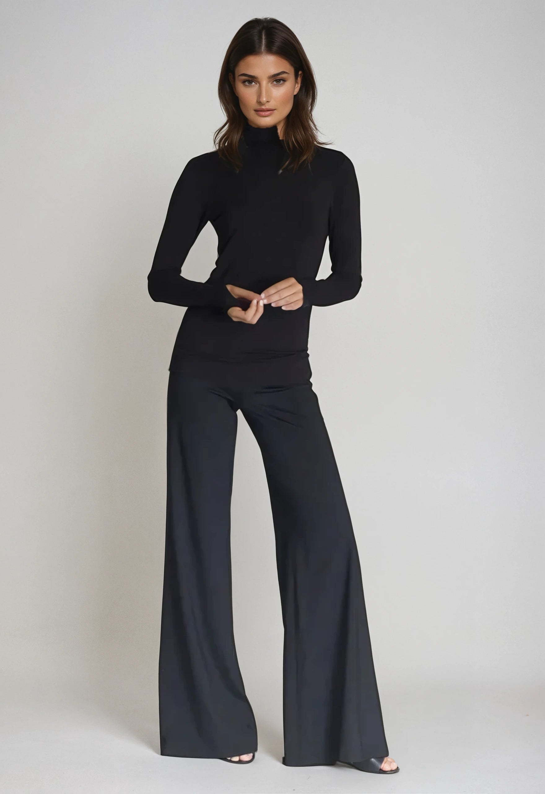 Men’s elastic black pants-Marta Wide Leg Pant