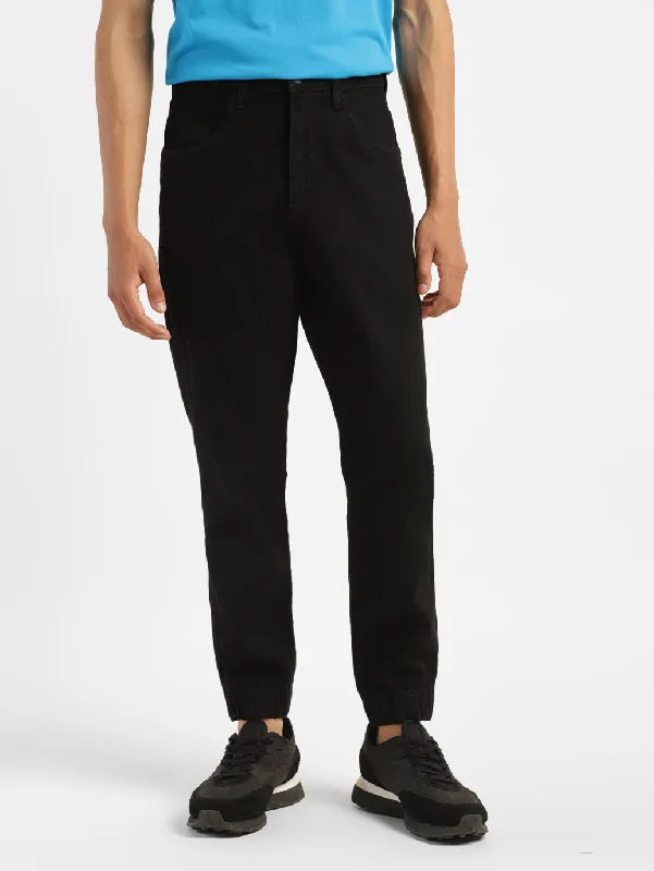 Men’s refined dress trousers-Men's Black Regular Fit Joggers