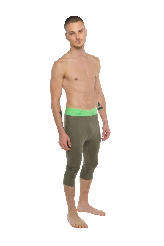 Men’s breezy jogger pants-Performance Yoga Leggings - 3/4 (Olive Green)