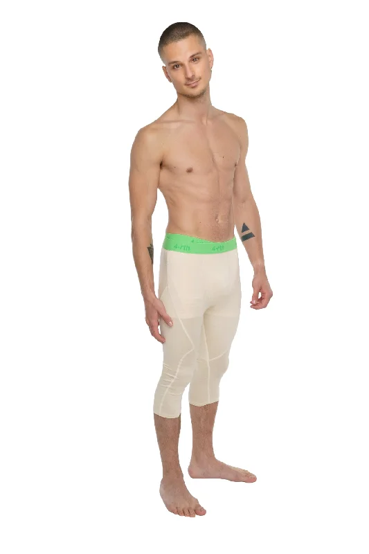 Men’s cozy straight pants-Performance Yoga Leggings - 3/4 (Sand Beige)