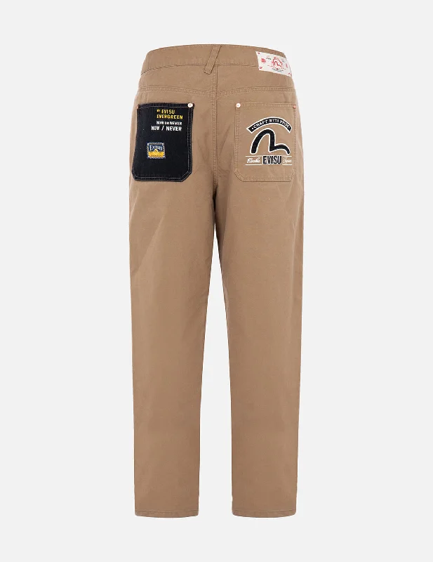 Men’s refined jogger pants-Seagull Appliqué Chino Pants