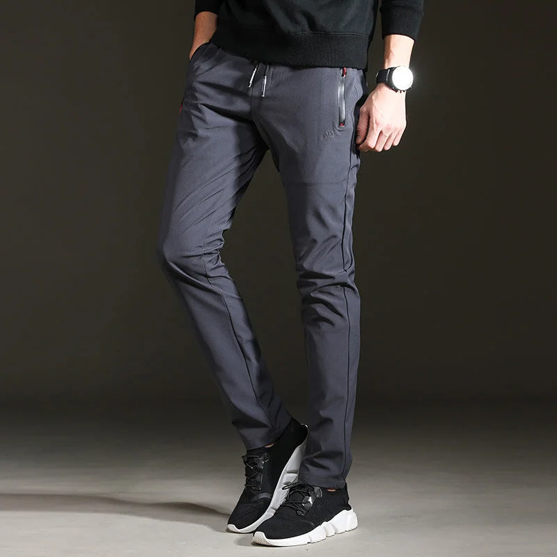 Men’s cozy dress trousers-Trendy Men's Slim Fit Casual Gym Pants