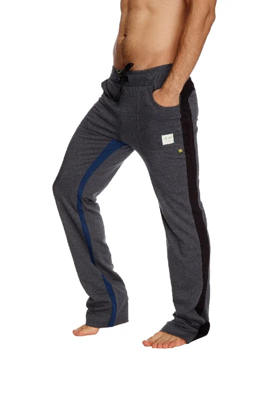 Men’s snug chino denim-Ultra Flex Yoga Track & Yoga Sweat Pant (CHARCOAL w/Black & Royal)