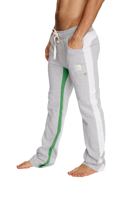 Men’s worn jogger pants-Ultra Flex Yoga Track & Yoga Sweat Pant (GREY w/White & Green)