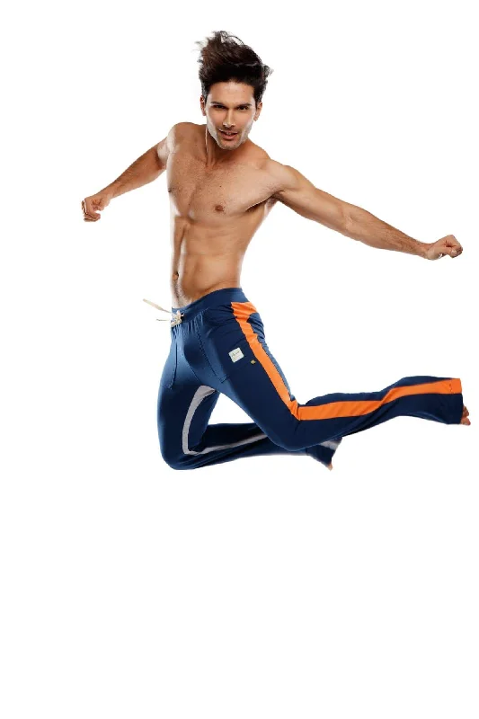 Men’s hip cargo trousers-Ultra Flex Yoga Track & Yoga Sweat Pant (Royal Blue w/Orange & Grey)