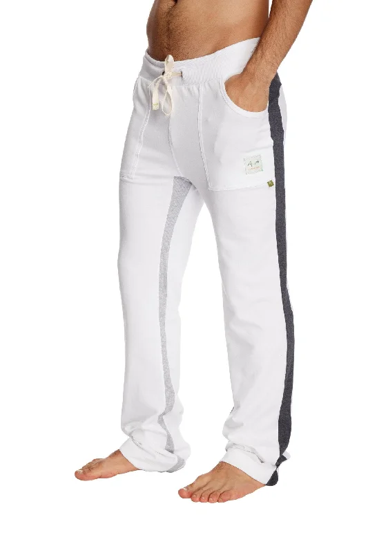 Men’s relaxed dress pants-Ultra Flex Yoga Track & Yoga Sweat Pant (WHITE w/Charcoal & Grey)