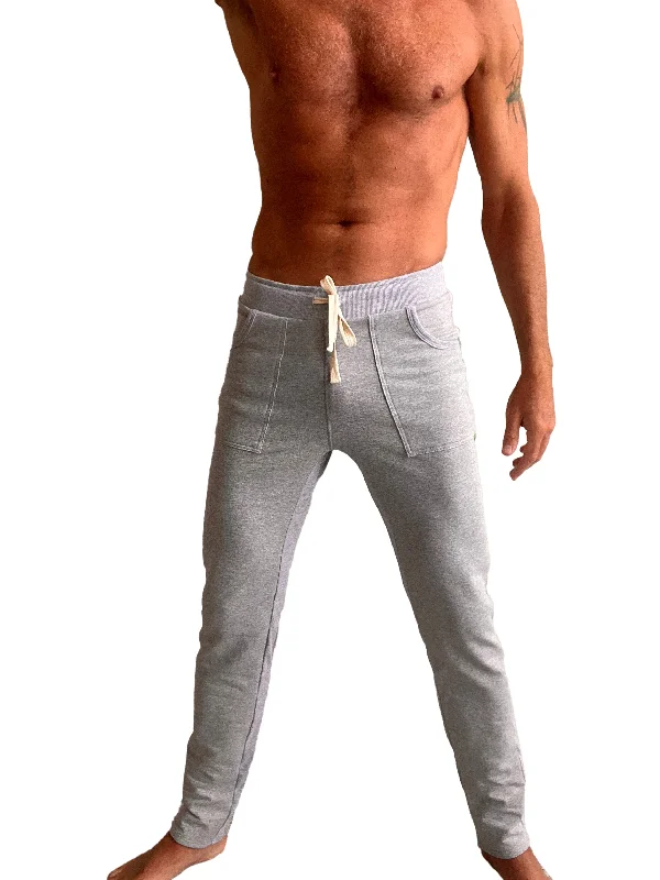 Men’s rich denim trousers-**Winter Collection** MID-Weight Luxury-Fleece Track & Lounge Sweat Pant (Heather Grey)