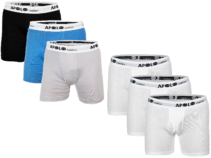 men's colorful underwear delivery-3-6 Pack Men's Boxer Briefs Tagless Cotton Underwear Open Fly