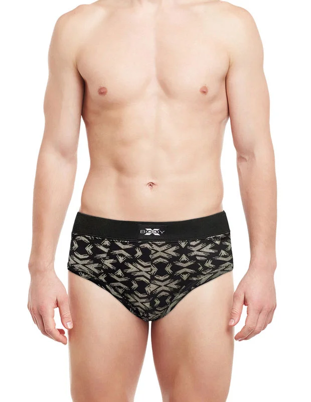 men's cotton underwear sale-Body X Printed Briefs-BX06B Black Print