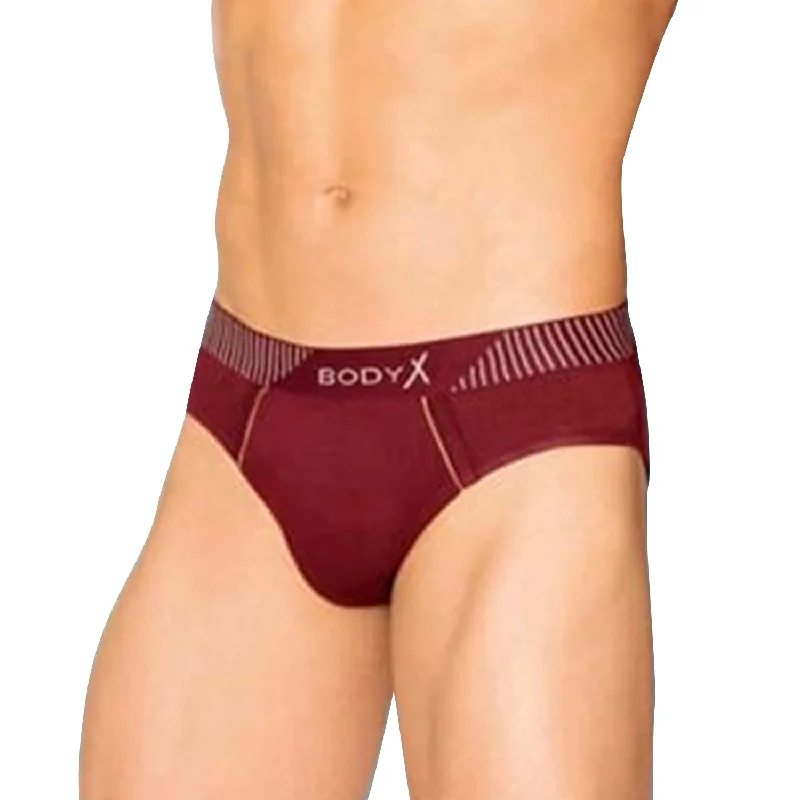 men's casual underwear monthly-Body X Solid Briefs-BX1103B-MAROON