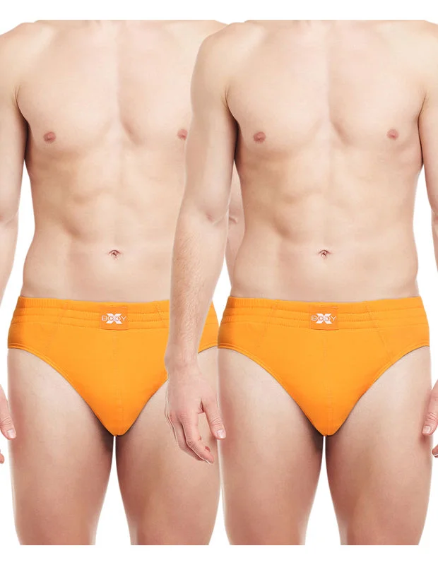 men's plus-size underwear assortment-Body X Solid Briefs-Pack of 2-BX13B-Orange