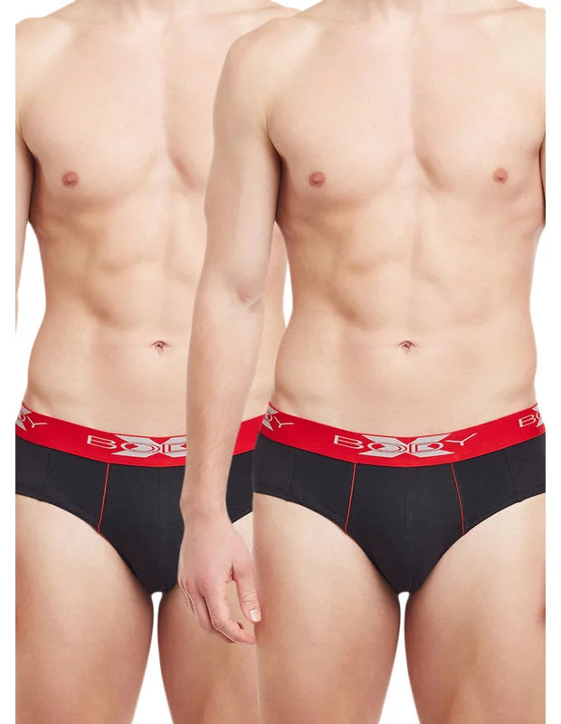 men's bamboo underwear sale-Body X Solid Briefs-Pack of 2-BX16B-Black