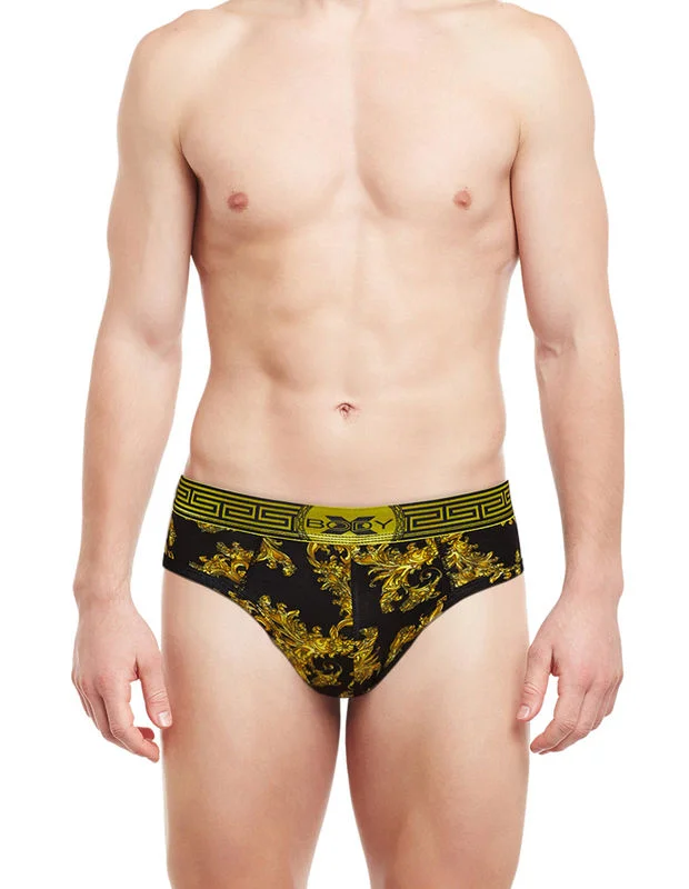 men's moisture-wicking underwear delivery-BodyX Printed Briefs-BX28B-Printed Black