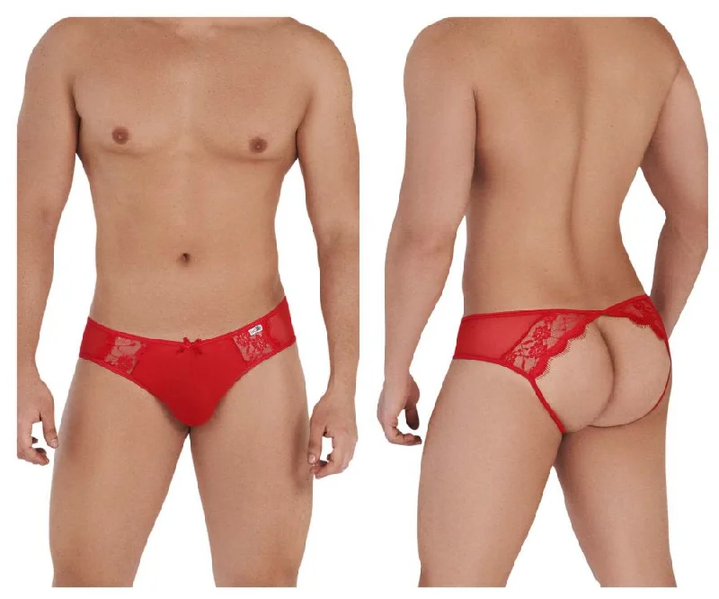 men's low-rise underwear monthly-CandyMan 99538 Lace Jockstrap Color Red