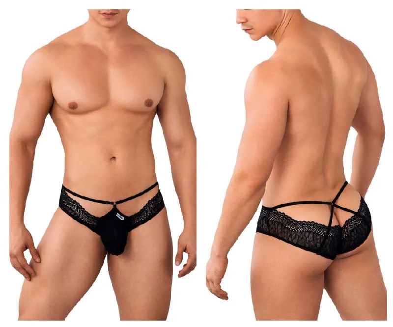 men's odor-resistant underwear bundle-CandyMan 99624 Lace Briefs Color Black