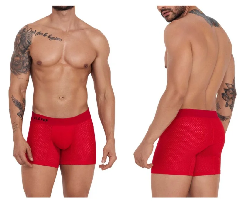 men's modal briefs for breathability-Clever 1260 Euphoria Boxer Briefs Color Red