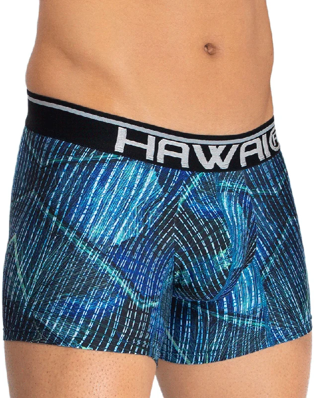 men's anti-chafing underwear multipack-Hawai 42173 Printed Microfiber Trunks Royal Blue