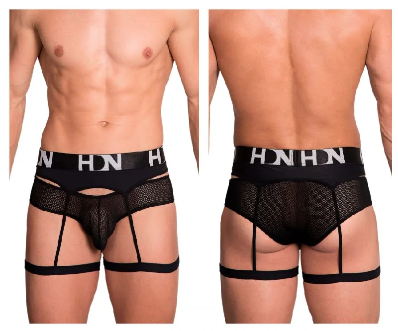 men's fitted briefs for shape-Hidden 953 Garterbelt Briefs Color Black