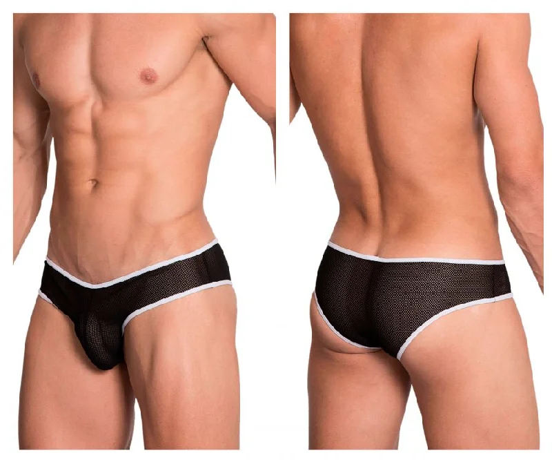 men's affordable trunks for value-Hidden 955 Mesh Briefs Color Black-White