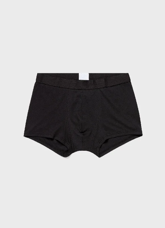 men's tagless trunks for no itch-Men's Sea Island Cotton Trunks in Black