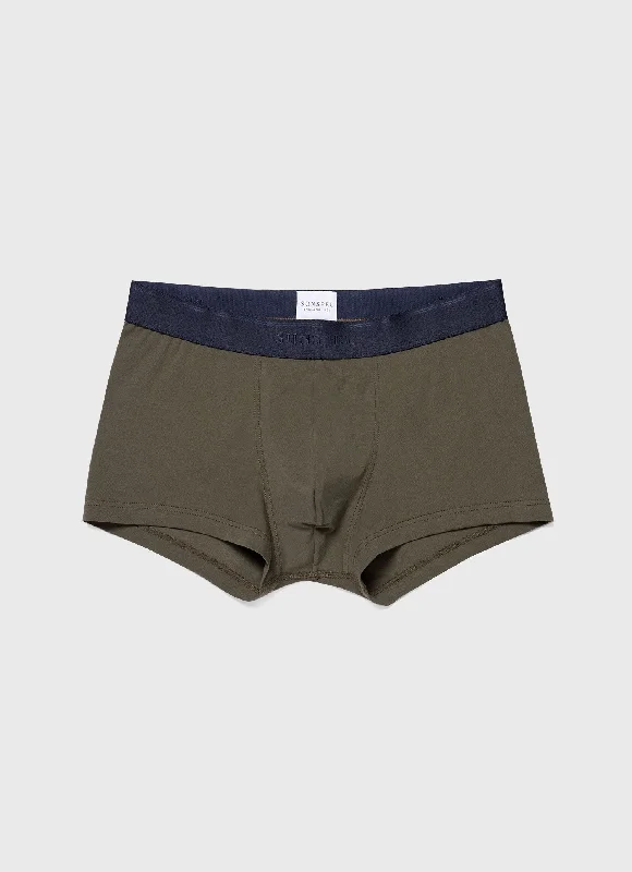 men's travel briefs for portability-Men's Stretch Cotton Trunks in Khaki