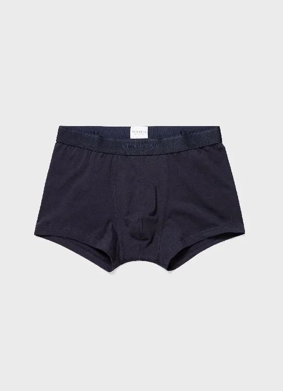 men's high-waisted underwear delivery-Men's Stretch Cotton Trunks in Navy