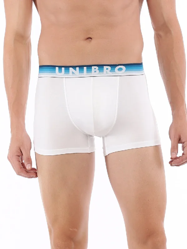 men's soft underwear sale-Men Premium White Trunk with Outer Elastic TENCEL™ Modal Fiber Fabric