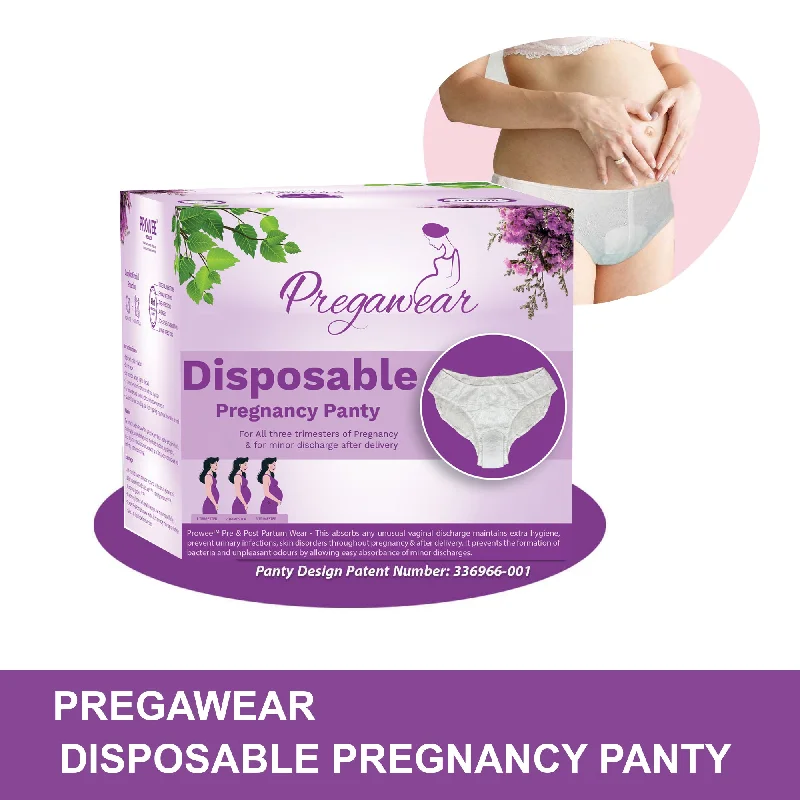 men's loose-fit underwear pack-Maternity Panties with Pads (Disposable) for Minor Pregnancy Spotting / Discharge for All 3 Trimesters, Microbe Protected. --Pregawear Disposable Pregnancy Panty