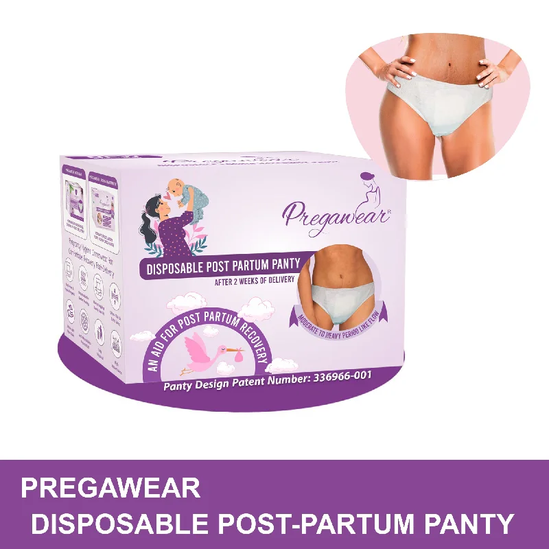 men's bamboo underwear monthly-Post Partum Maternity Panties (Disposable) with High Absorption Pads for After Lochia  Heavy Flow.Pregawear--Disposable Post Partum Panty