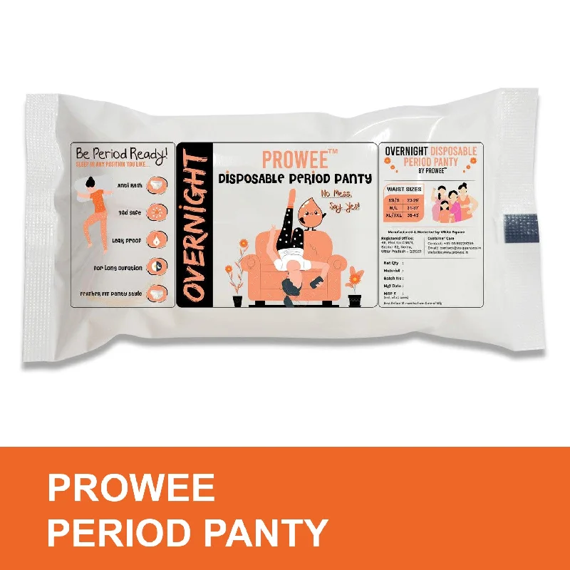 men's silk underwear collection-Period Panty - Overnight Disposable panties with Leak Guard,High Absorption capacity for All Night Protection & Worry Free Sleep. An Ideal for Heavy Flow Days. PROWEE Period Panty.