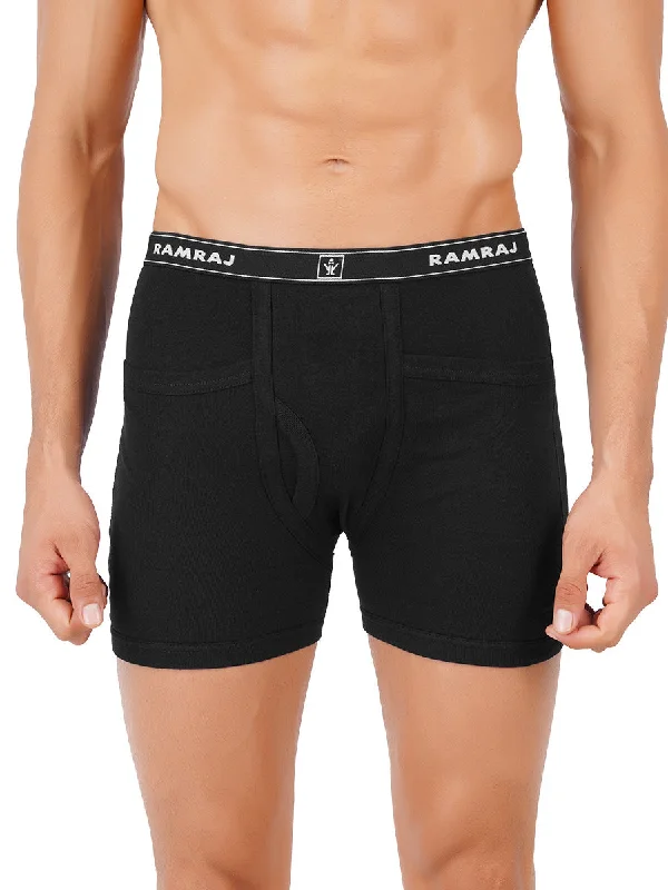 men's plain underwear subscription-Men Fine Jersy Pocket Trunk  Black Softex (2PCs Pack)