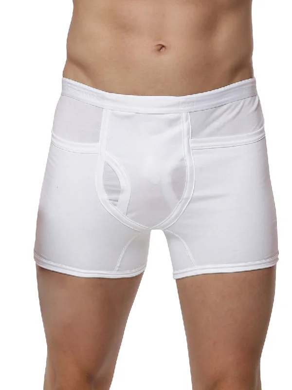 men's anti-chafing underwear service-Soft Combed Fine Jersy White Plus Size Pocket Trunks Target (2PCs Pack)