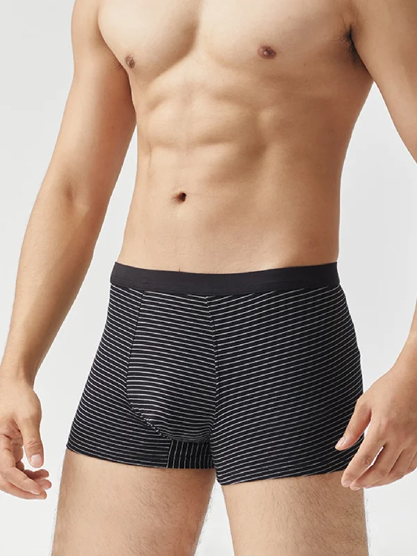 men's moisture-wicking underwear delivery-Striped Men's Simple Boxers