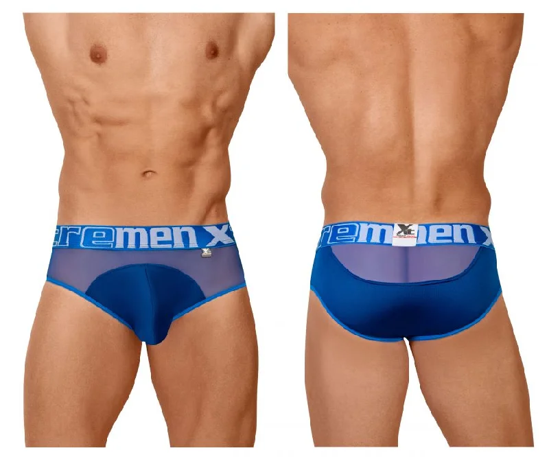 men's thermal underwear service-Xtremen 91059 Peekaboo Mesh Briefs Color Blue